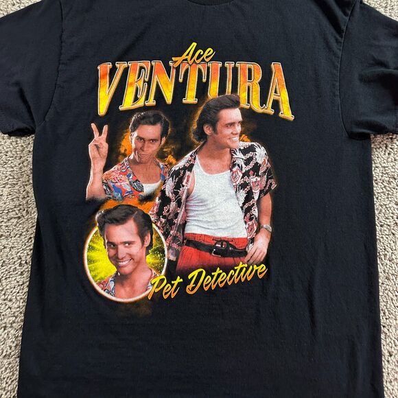 Ace Ventura Pet Detective Shirt Mens Medium Black Jim Carrey Movie Short Sleeve - Picture 3 of 8
